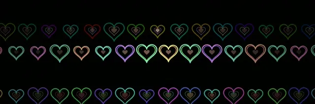 3:1 Triple Wide | Neon Heart Rainbow Pattern 60fps VJ Loop Screensaver