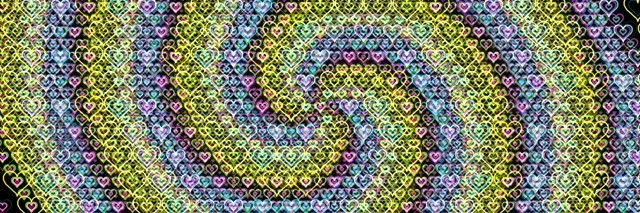 3:1 Triple Wide | Neon Hearts 60fps VJ Loop Motion Screensaver