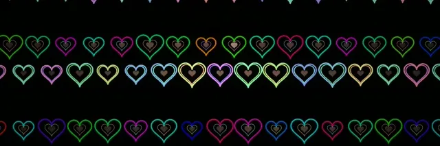3:1 Triple Wide | Neon Hearts 60fps VJ Loop Screensaver Background