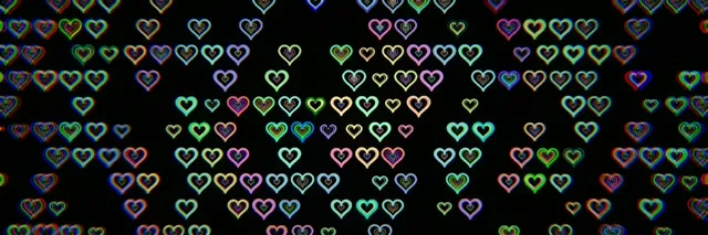 3:1 Triple Wide Neon Hearts 60fps VJ Loop Screensaver Motion