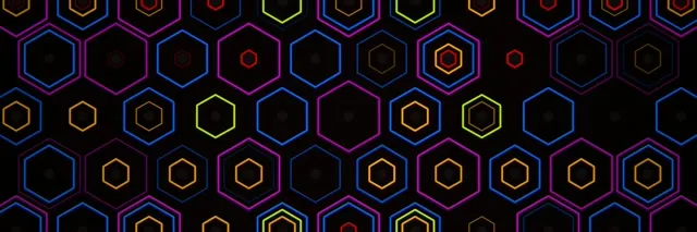 3:1 Triple Wide | Neon Hexagon 60fps Screensaver Motion BG