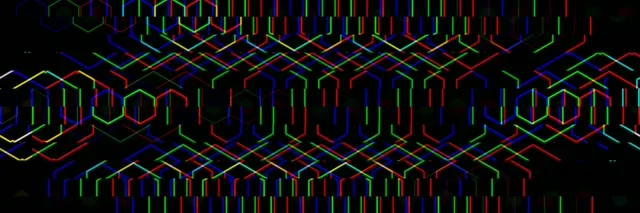 3:1 Triple Wide | Neon Hexagon Grid 60fps Screensaver Motion Loop