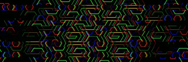 3:1 Triple Wide | Neon hexagon tech pattern 60fps screensaver VJ loop