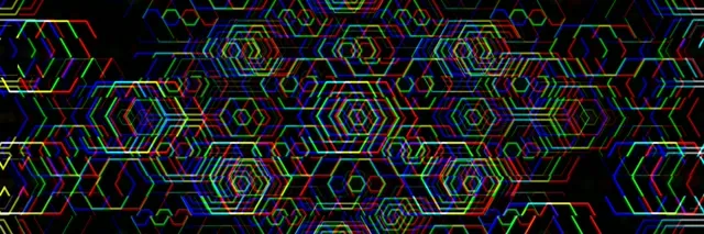 3:1 Triple Wide | Neon Hexagon VJ Loop 60fps Broadcast Screensaver
