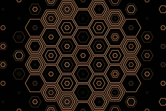 3:2 Surface | 60fps Golden Hexagon Pattern Motion Screensaver Background Loop