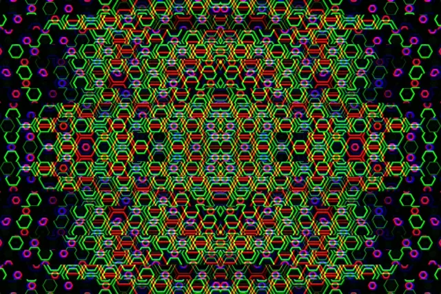 3:2 Surface 60fps Neon Hexagon Geometric Screensaver Motion Background VJ Loop