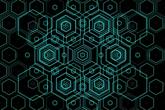 3:2 Surface | 60fps Screensaver - Cyan Neon Hexagon Tech Geometry Live Wallpaper Loop