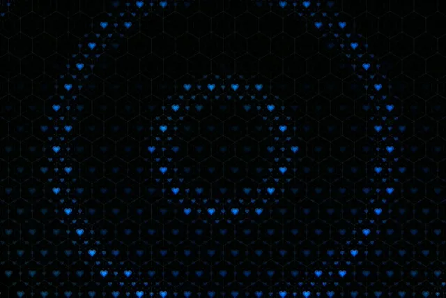 3:2 Surface | Glowing Blue Hearts Hex Grid 60fps Motion Screensaver VJ Backdrop