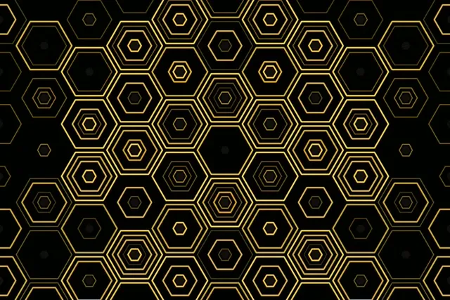 3:2 Surface | Golden Hexagon Design 60fps Screensaver Motion Background