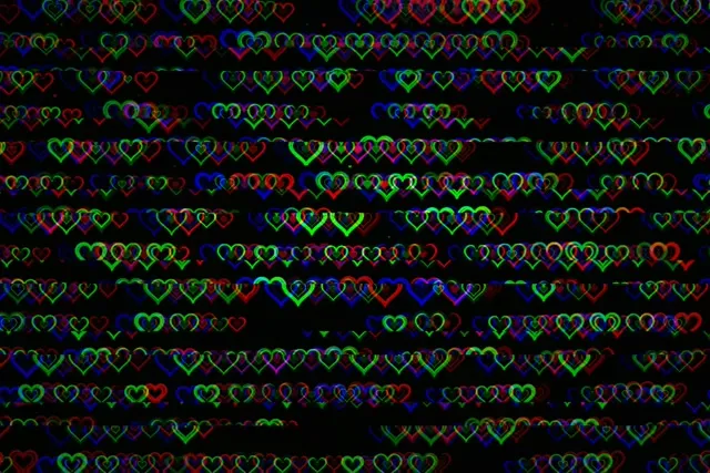 3:2 Surface | Neon Hearts Falling 60fps VJ Motion Screensaver