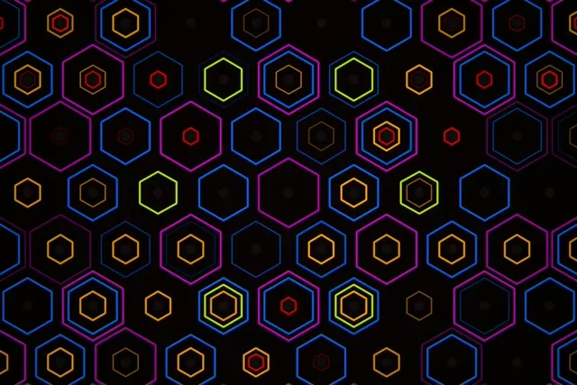 3:2 Surface | Neon Hexagon 60fps Screensaver Motion Background