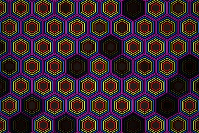 3:2 Surface | Neon Hexagon 60fps VJ Loop Screensaver Background