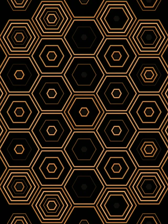 3:4 iPad Portrait | 60fps Golden Hexagon Motion Pattern Screensaver Background Loop