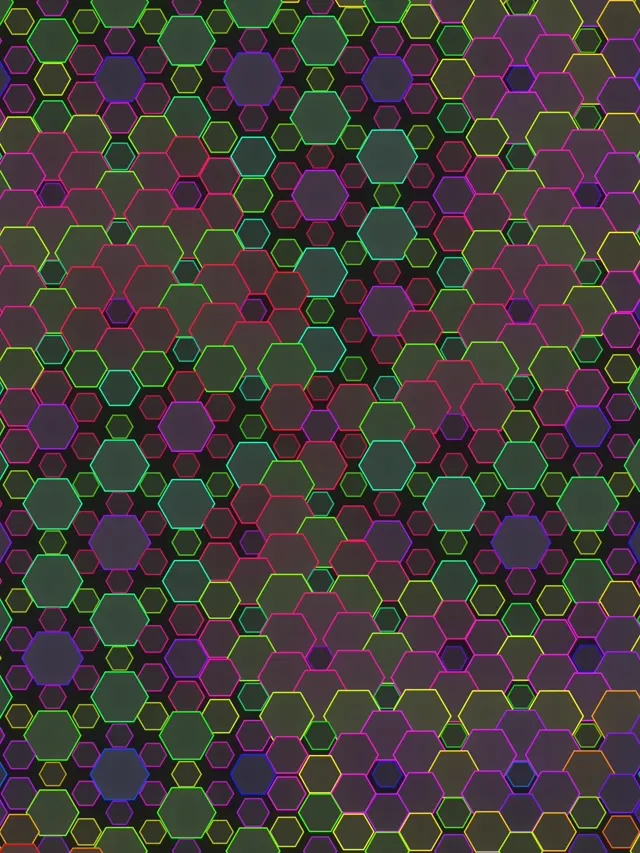 3:4 iPad Portrait | 60FPS Hexagon Screensaver Live Wallpaper - Magenta Cyan Emerald