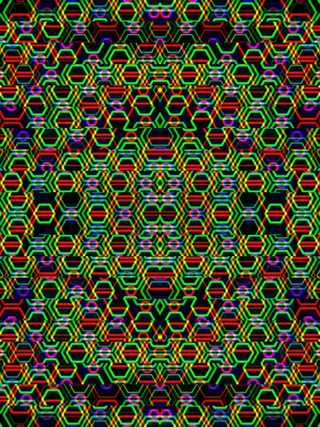 3:4 iPad Portrait 60fps Neon Hexagon Geometric Live Wallpaper Screensaver Motion Loop