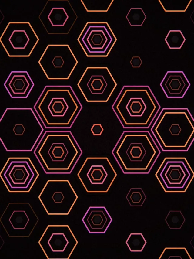 3:4 iPad Portrait 60fps Neon Hexagon Motion Background VJ Loop