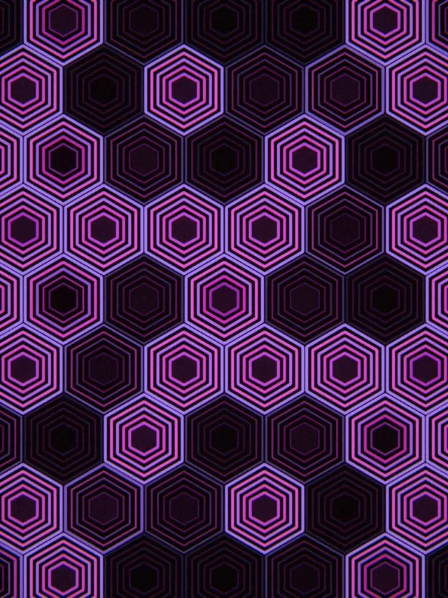 3:4 iPad Portrait | 60fps Neon Hexagon Motion Loop Live Wallpaper Screen