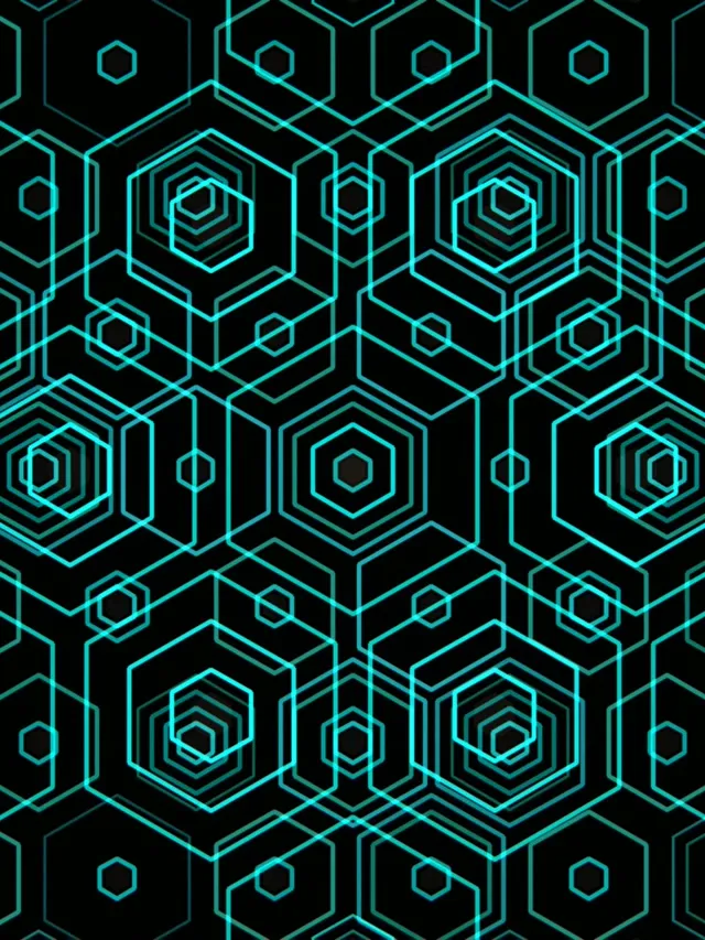 3:4 iPad Portrait | 60fps Screensaver - Cyan Neon Hexagon Tech Animated Live Wallpaper