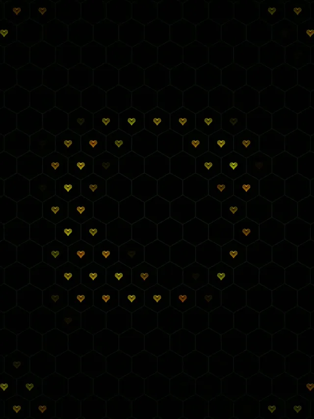 3:4 iPad Portrait | 60fps Screensaver - Floating Golden Hearts Grid | Motion Background