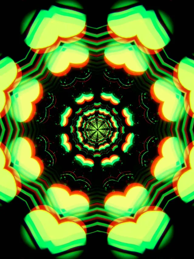 3:4 iPad Portrait 60fps Screensaver Neon Tunnel Background for Edits Red Green Spiral