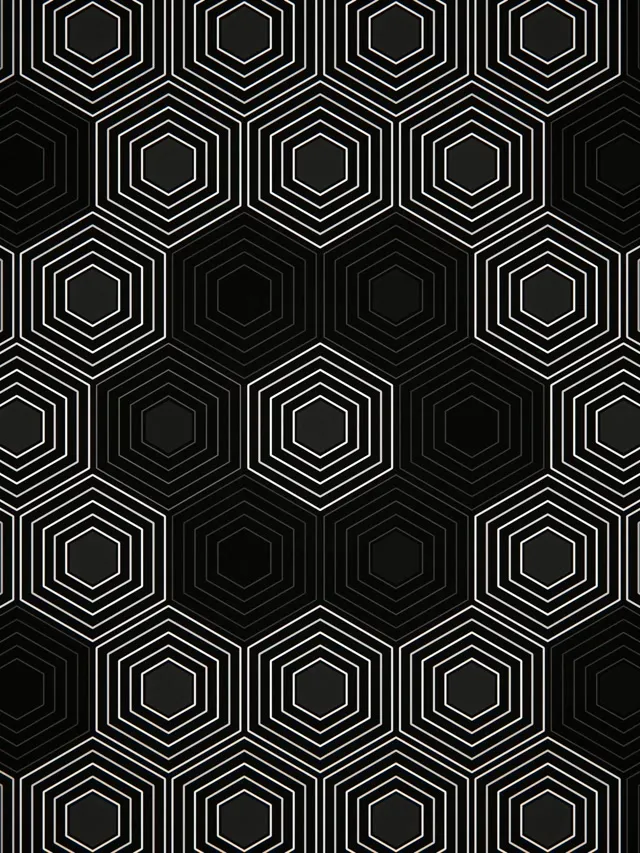 3:4 iPad Portrait | Black Hexagon Pattern 60fps Screensaver Live Wallpaper
