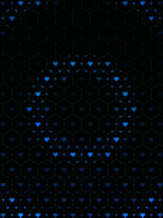 3:4 iPad Portrait | Blue Neon Hearts Grid 60fps Live Wallpaper Screensaver VJ