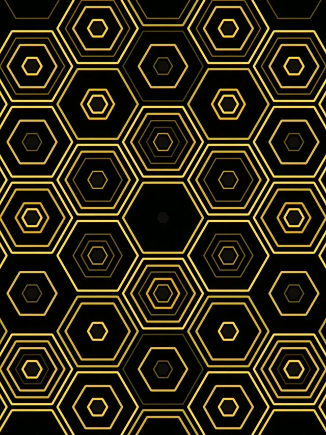 3:4 iPad Portrait | Golden Hexagon Geometric 60fps Screensaver Live Loop