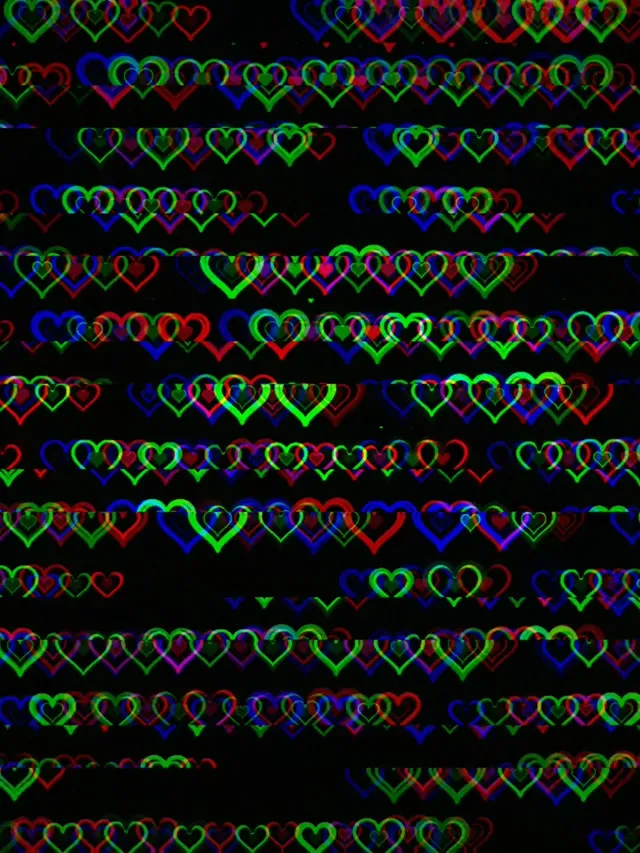 3:4 iPad Portrait | Neon Hearts Falling 60fps Live Loop Screensaver