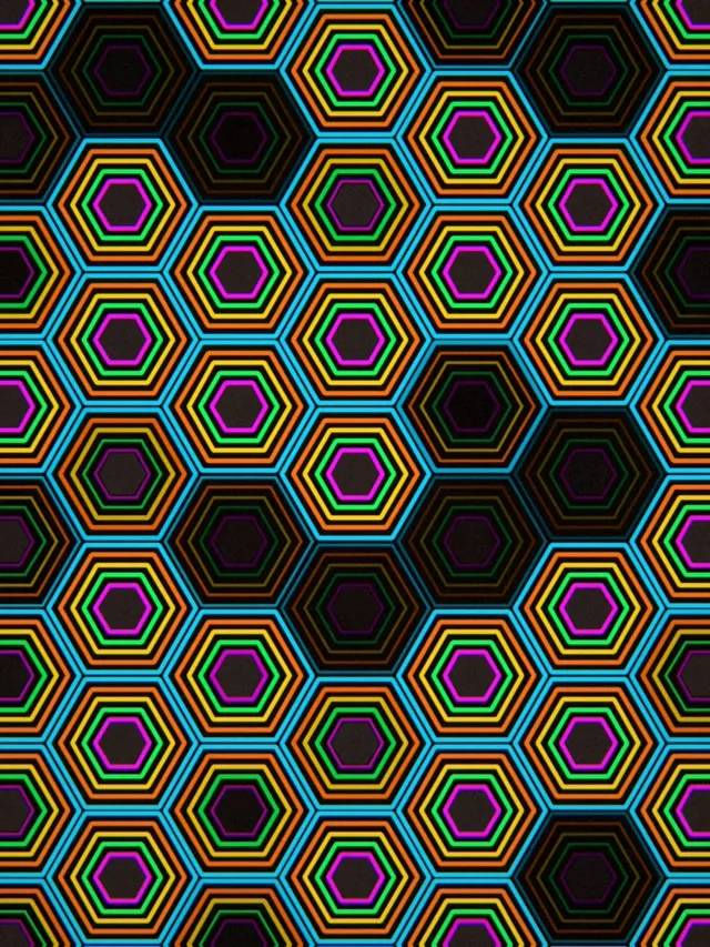 3:4 iPad Portrait Neon Hexagon 60fps Screensaver Live Motion VJ