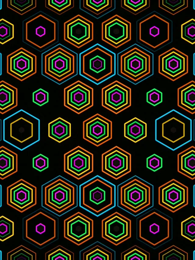 3:4 iPad Portrait | Neon hexagon 60fps screensaver live wallpaper