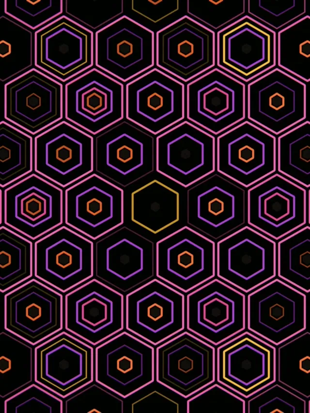 3:4 iPad Portrait | Neon Hexagon 60fps VJ Loop Screensaver Wallpaper