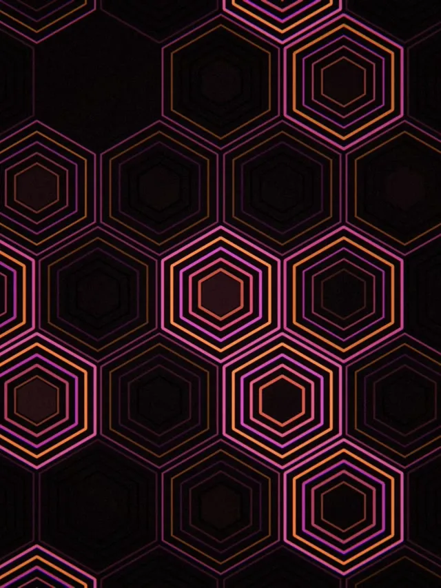 3:4 iPad Portrait Neon Hexagon Grid 60fps Live Wallpaper Loop