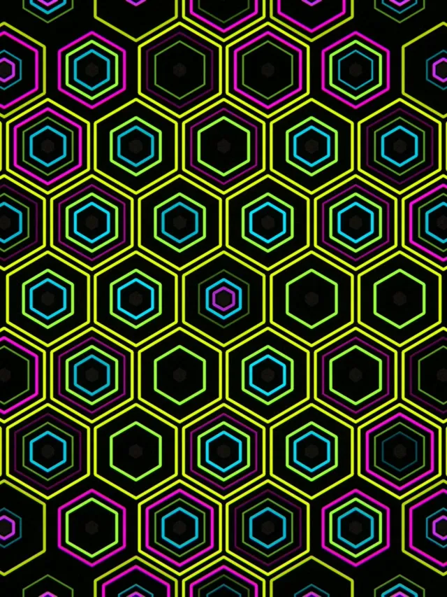 3:4 iPad Portrait | Neon Hexagon Grid 60fps Screensaver Live Wallpaper