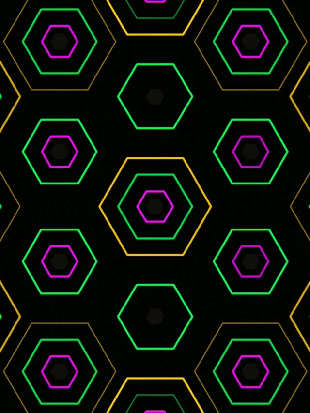 3:4 iPad Portrait | Neon hexagon motion 60fps screensaver live wallpaper