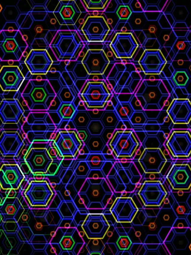 3:4 iPad Portrait | Neon hexagon network 60fps screensaver live loop