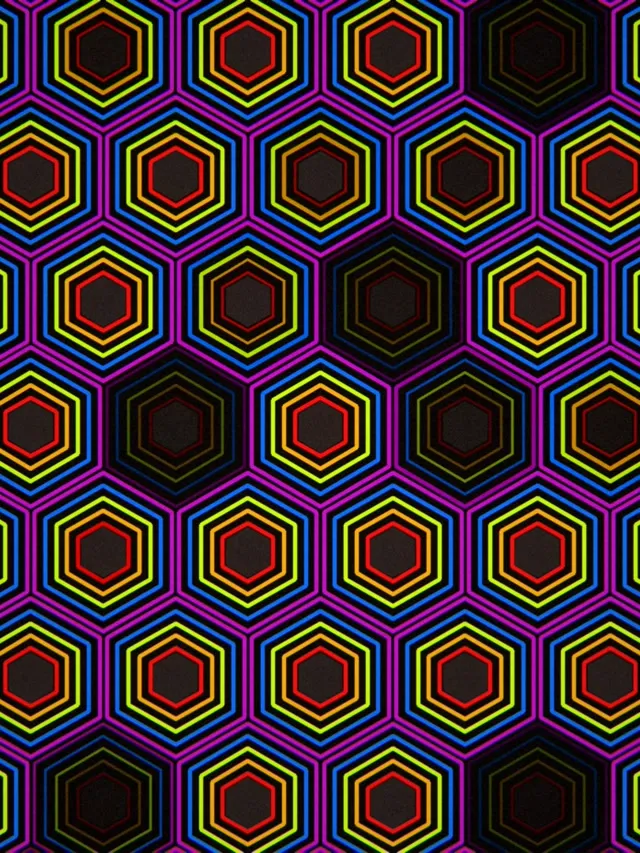 3:4 iPad Portrait | Neon Hexagon Pattern 60fps Live Screensaver Loop
