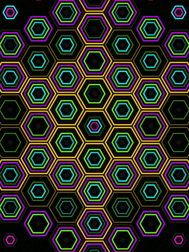 3:4 iPad Portrait | Neon hexagon pattern 60fps screensaver live wallpaper