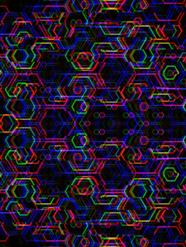 3:4 iPad Portrait | Neon hexagon pattern 60fps screensaver live wallpaper
