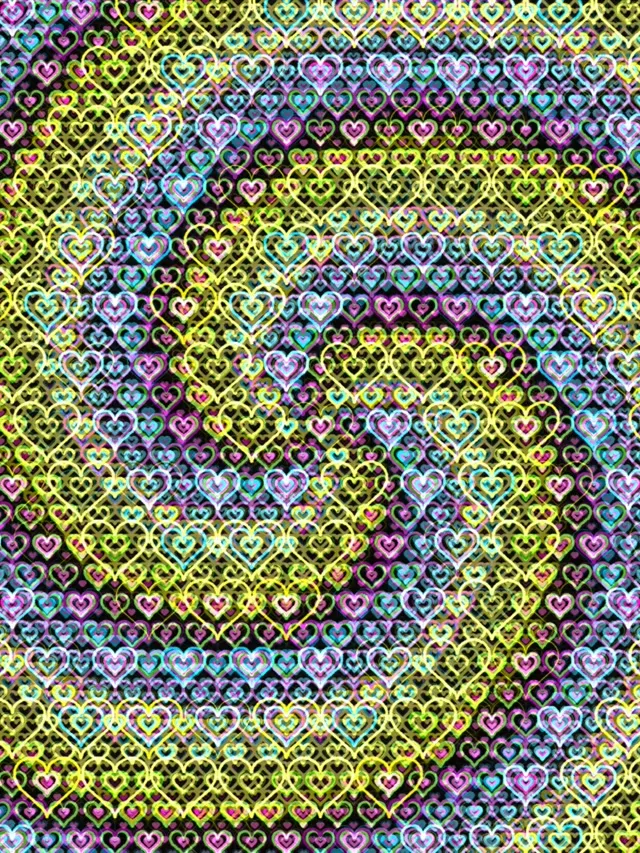 3:4 iPad Portrait | Vibrant Neon Hearts 60fps VJ Screensaver Loop