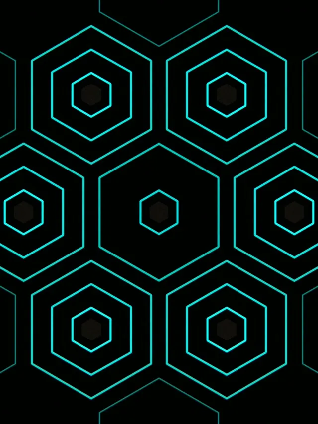 3:4 Portrait | Cyan Neon Hexagon 60fps Screensaver Motion Wallpaper