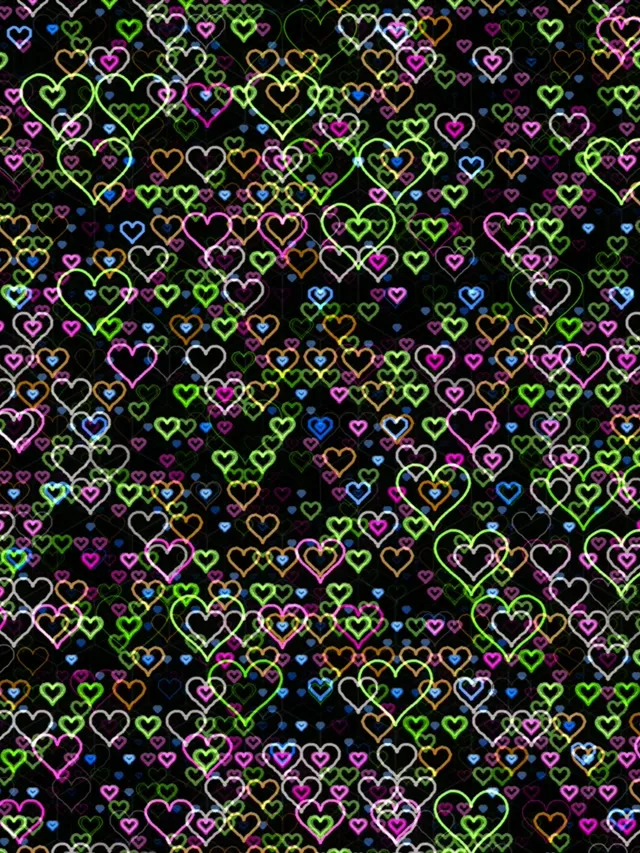 3:4 Portrait | Neon Hearts 60fps Screensaver Motion BG