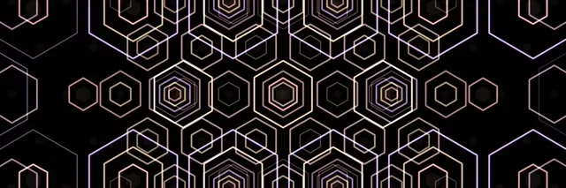 3:1 Triple Wide | 60fps Geometric Hexagon VJ Animation Gold Black