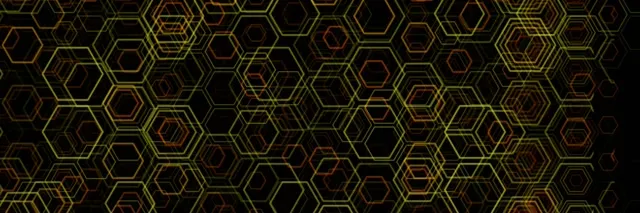 3:1 Triple Wide 60FPS Geometric Hexagon VJ Animation Screensaver - Yellow