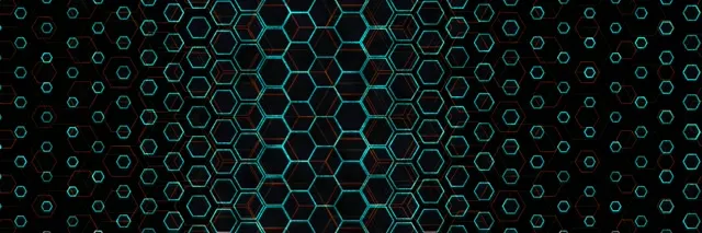 3:1 Triple Wide 60FPS Hexagon Mesh Screensaver | Cyan Neon VJ Motion Background