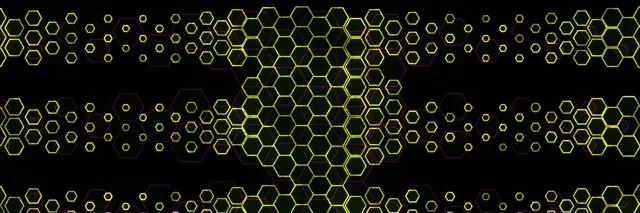 3:1 Triple Wide 60fps Hexagon Vortex Screensaver - VJ Loop Neon Yellow