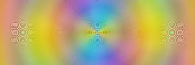 3:1 Triple Wide 60FPS Kaleidoscope VJ Loop - Rainbow Concentric Rings Animation