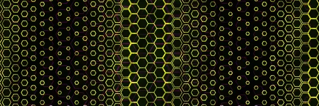 3:1 Triple Wide 60FPS Neon Hexagon Pattern Screensaver - VJ Animation Yellow Expanding
