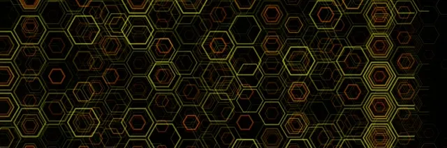 3:1 Triple Wide | 60fps Neon Hexagon Screensaver - Kaleidoscope VJ Animation Yellow Orange