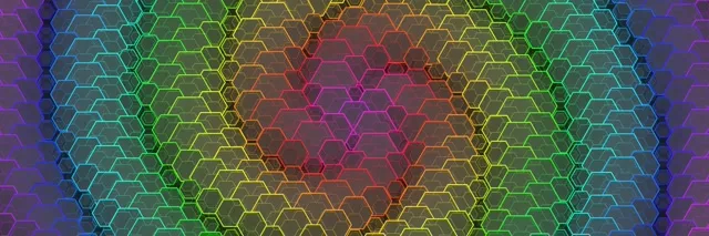 3:1 Triple Wide | 60FPS Orange Cyan Hexagon Flowing Background Screensaver