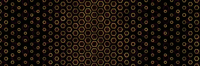 3:1 Triple Wide 60fps Screensaver Neon Tunnel Background for Edits Gold Hexagon